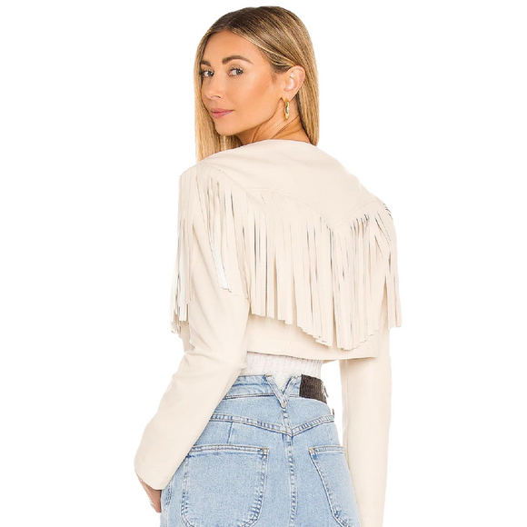 Lovers + Friends Cropped Y2K Western Fringe Festival Jacket . Size Medium. - Picture 3 of 8